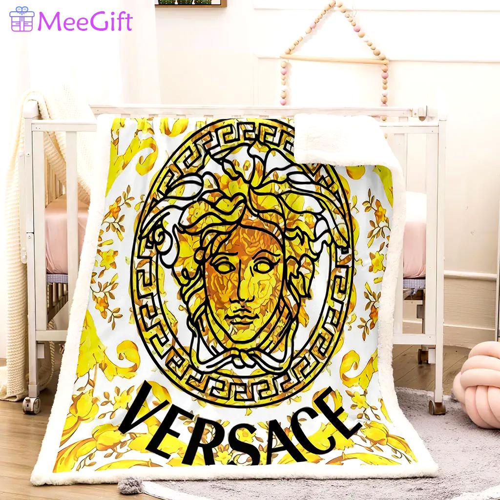 Versace medusa golden luxury brand premium blanket fleece home decor 15 Blanket Fleece