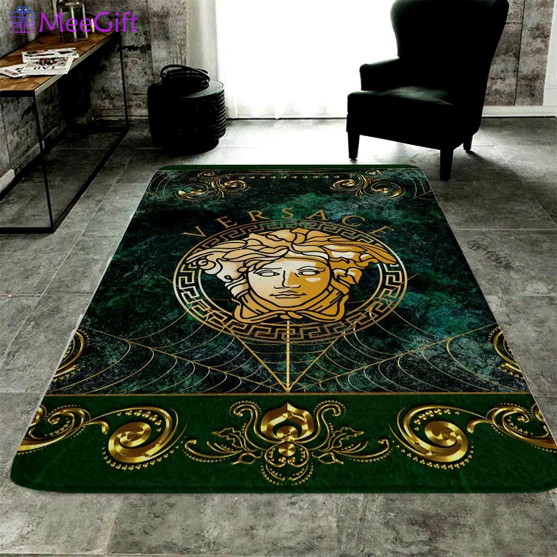Versace medusa logo type 1. Upgrade Your Living Room with Luxury Home Decor: Area Carpets, Floor Decor, Door Mats, and Hot Gift Items with style a High-End Fashion Brand Rectangle Rug