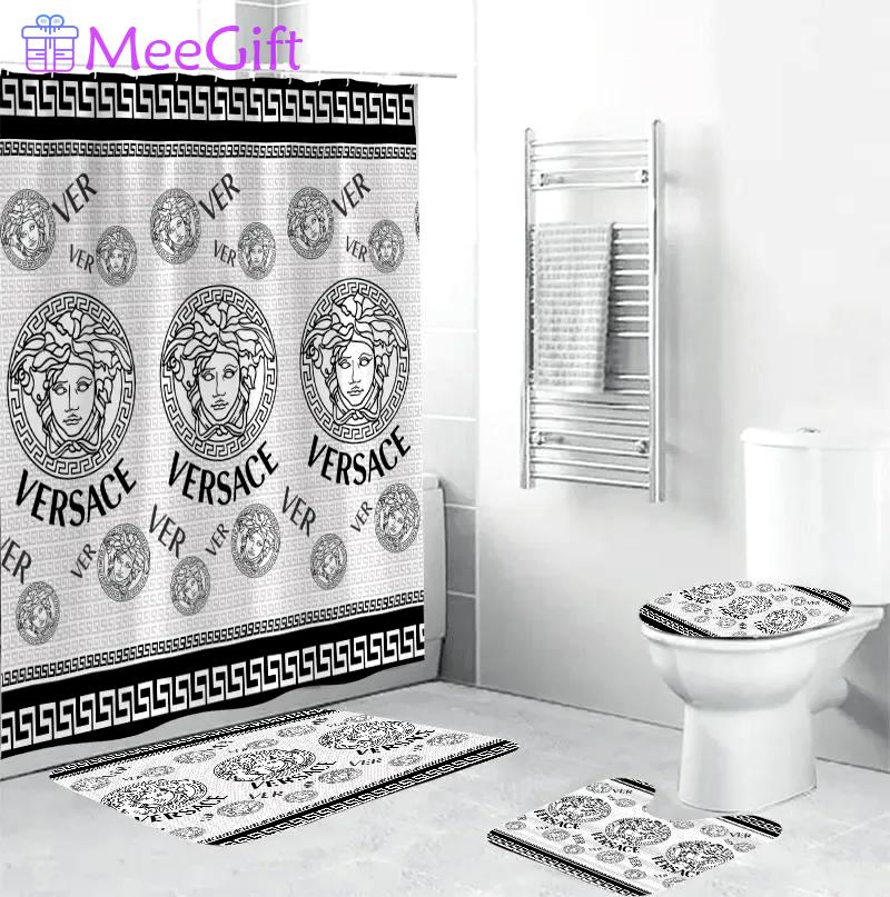 Versace medusa white black bathroom set luxury fashion brand hypebeast bath mat home decor Bathroom Set