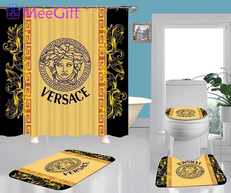Versace type 20 shower curtain waterproof luxury bathroom mat set hot 2023 27 Bathroom Accessory Sets