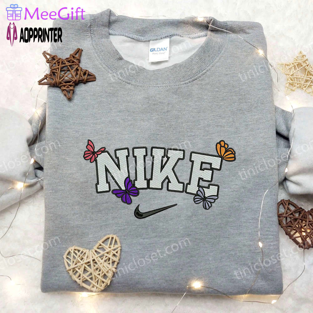 Vibrant colors butterfly x nike embroidered shirt – stylish and inspired nike shirt Embroidered Shirt
