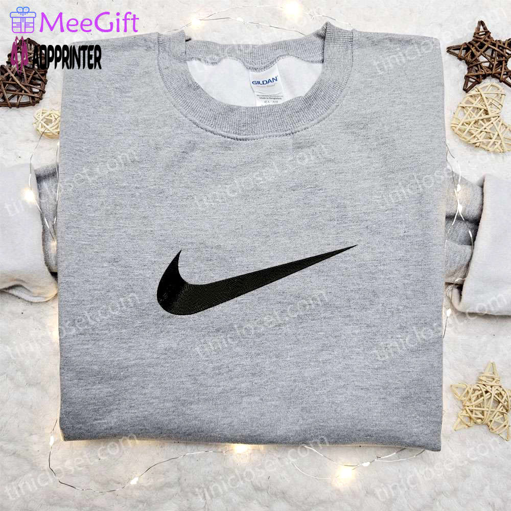 Vintage custom swoosh nike embroidered hoodie & shirt: best birthday gift ideas Embroidered Shirt