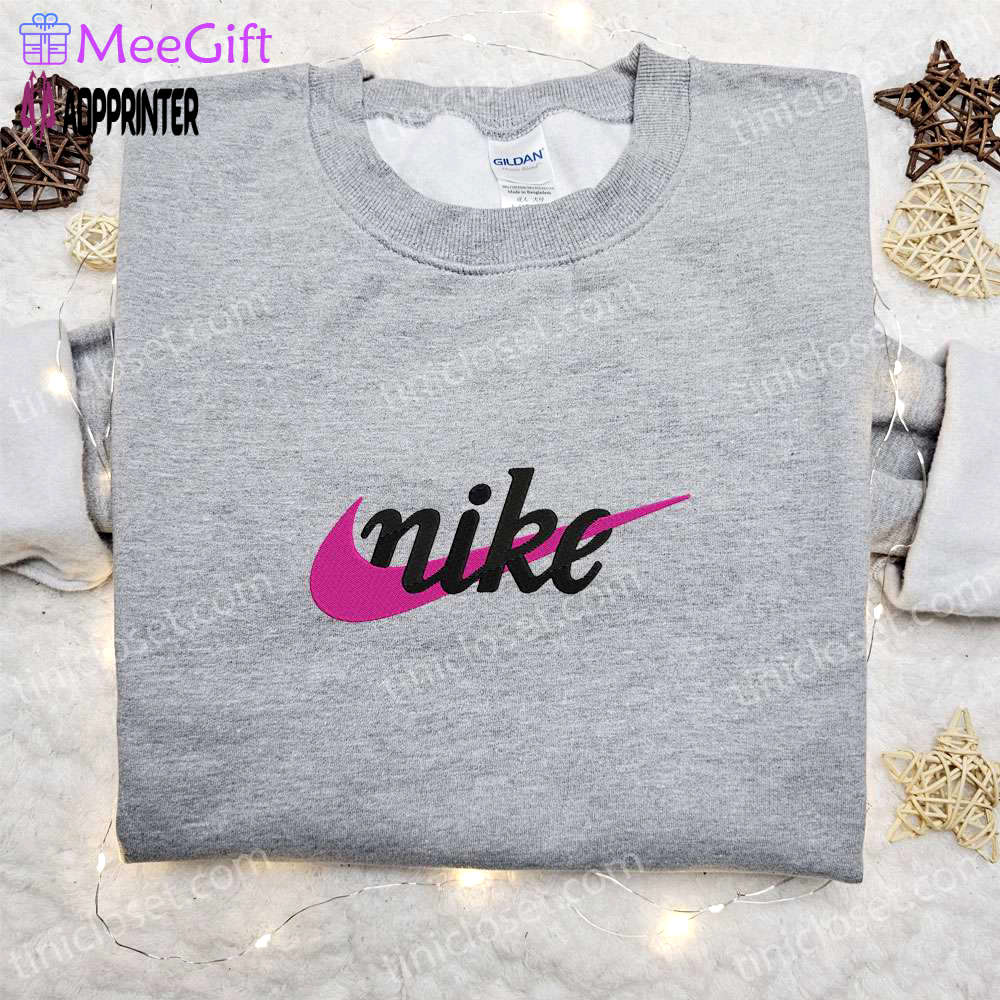Vintage swoosh x nike embroidered sweatshirt & shirt: best family gift ideas Embroidered Shirt