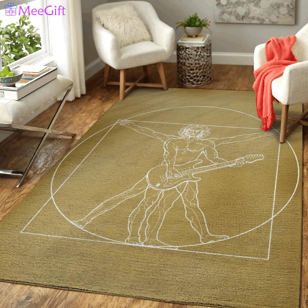 Vitruvian guitarist guitar music art for fans area rug living room carpet rug regtangle carpet floor decor home decor Rectangle Rug