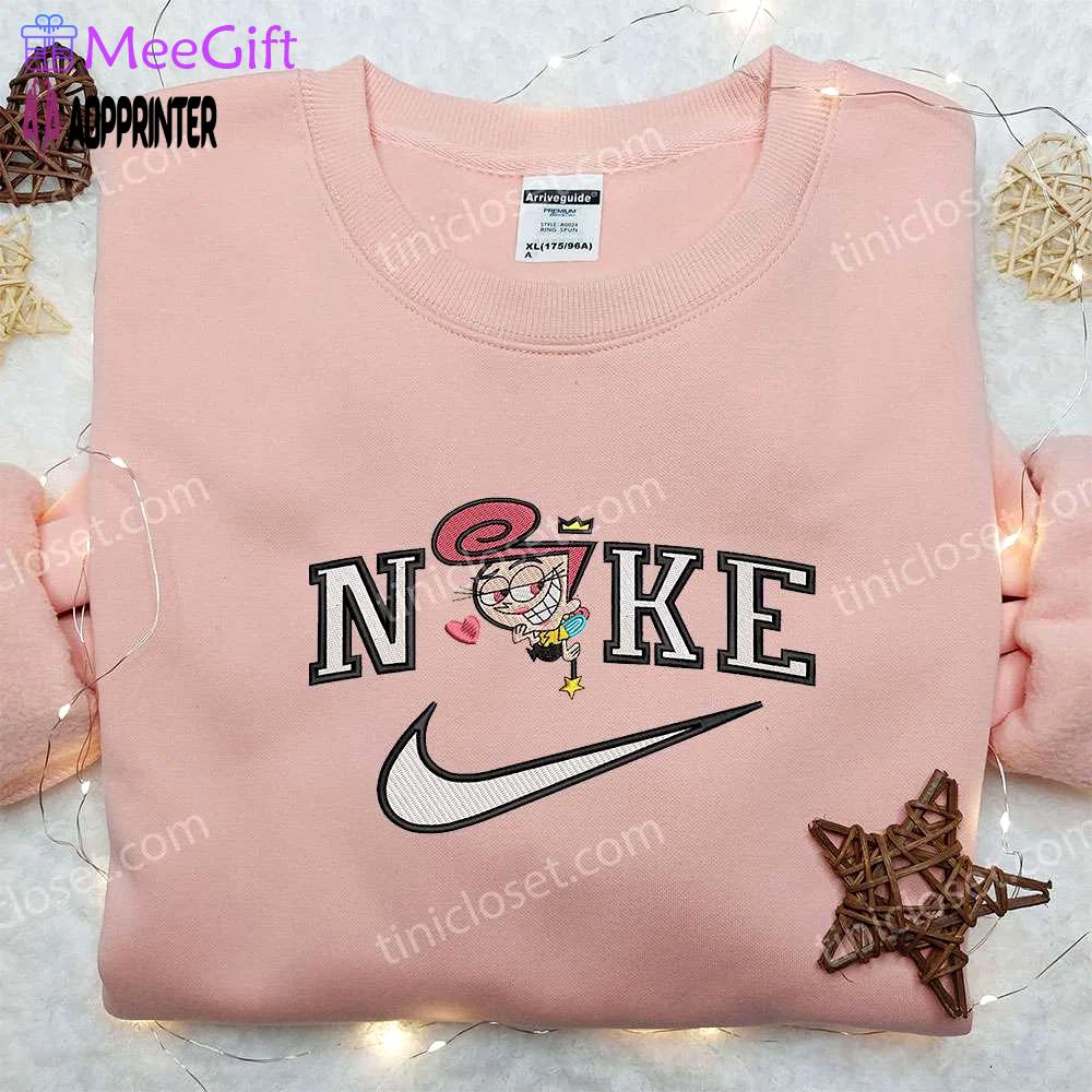 Wanda fairywinkle x nike embroidered hoodie: the fairly oddparents & nike inspired shirt Embroidered Shirt