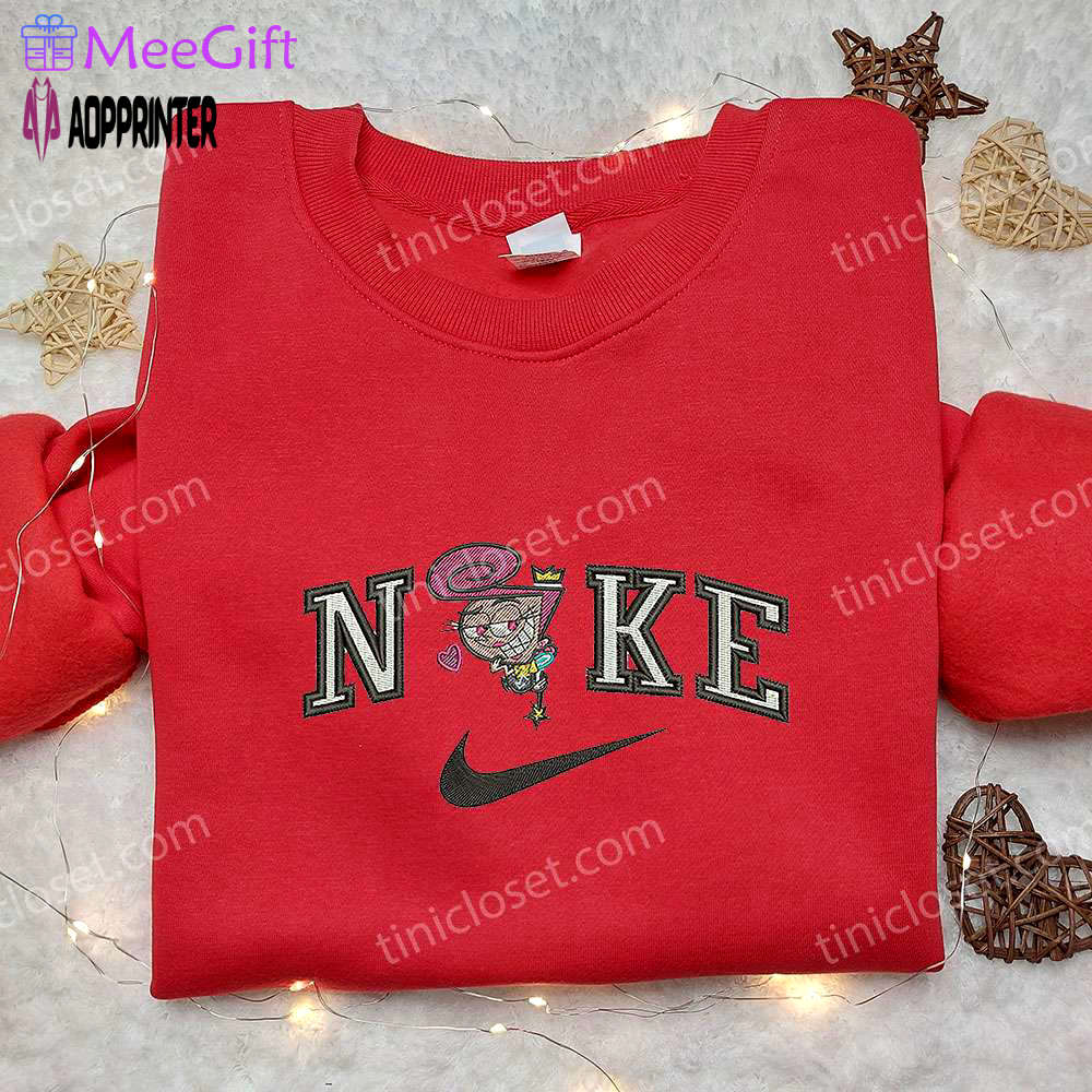 Wanda x nike embroidered sweatshirt fairly oddparents cartoon shirt nike inspired Embroidered Shirt
