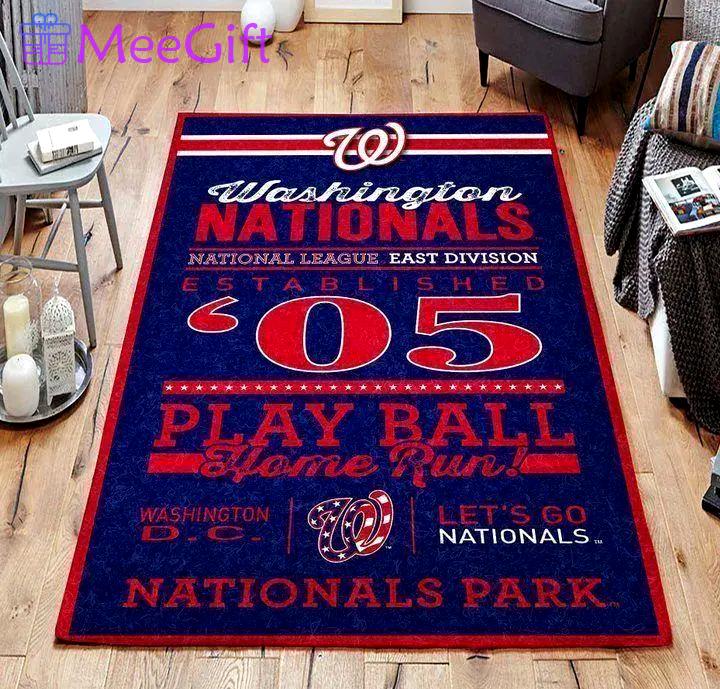 Washington nationals area rug living room rug mlb team logo rug v4250 Rectangle Rug