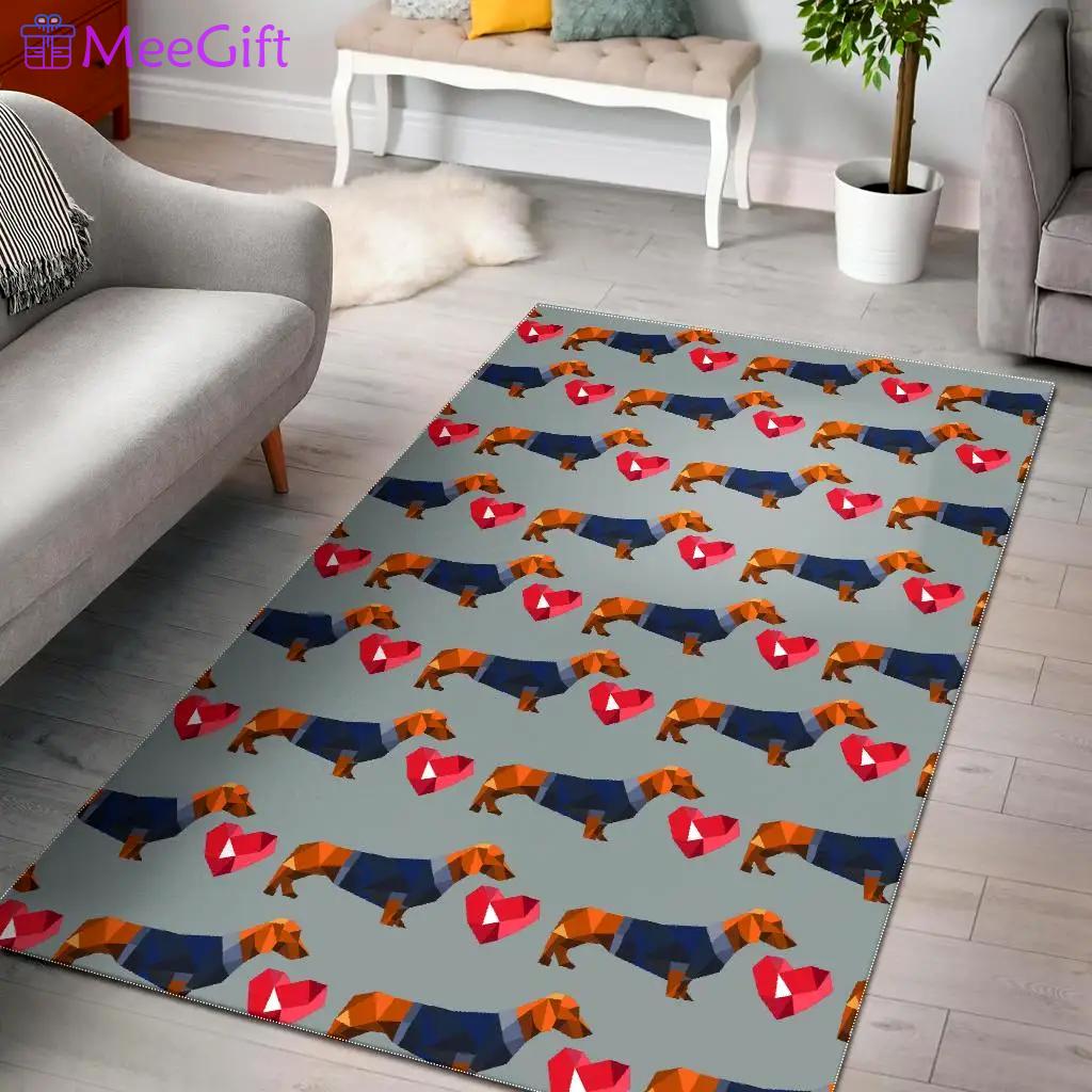 Wiener dog dachshund pattern print area rug living room rug home decor Rectangle Rug