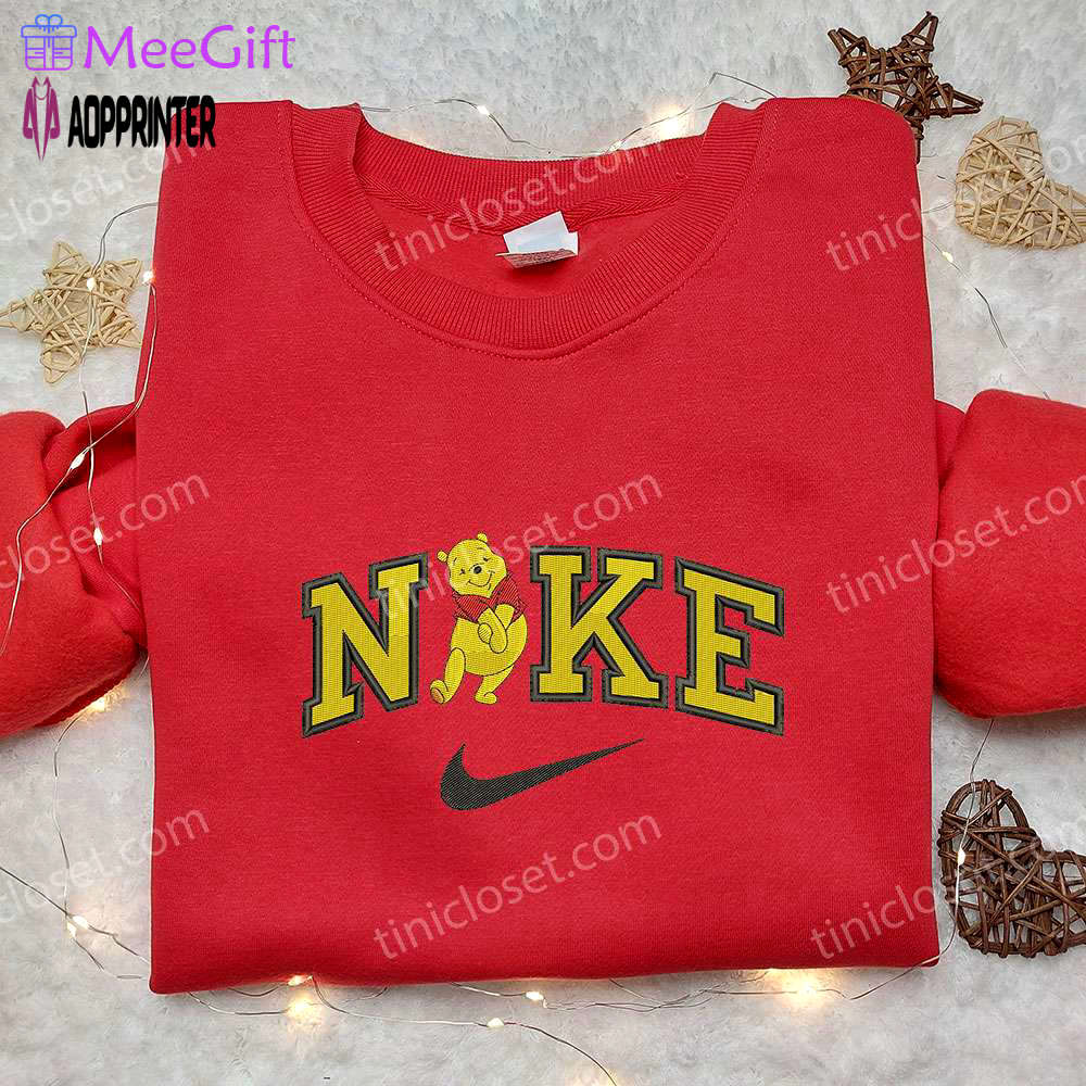 Winnie pooh x nike embroidered hoodie & shirt: stylish collaboration with nike-inspired design Embroidered Shirt
