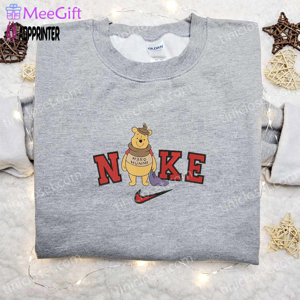 Winnie the pooh halloween x nike embroidered sweatshirt: best disney characters shirt halloween gift idea Embroidered Shirt