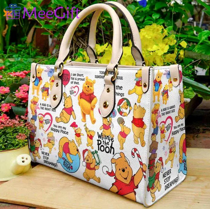 Winnie the pooh  leather handbag gift for women 4253 Women Leather Hand Bag