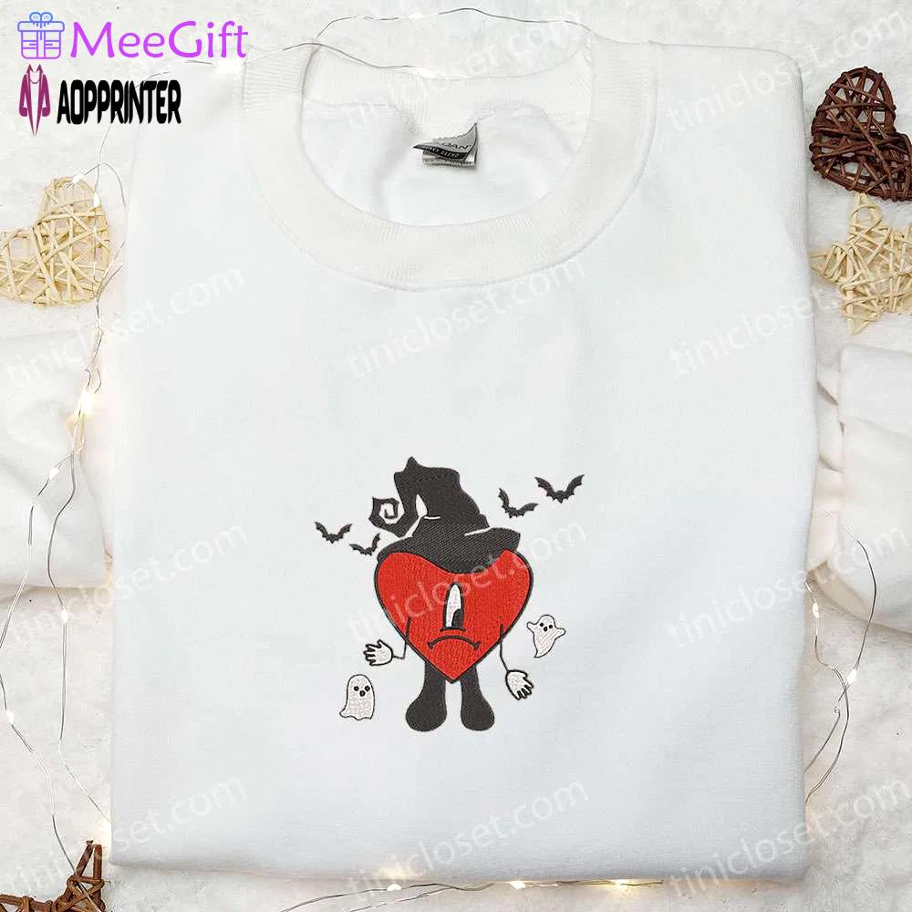 Witch bad bunny embroidered sweatshirt: halloween hoodie perfect family gifts Embroidered Shirt