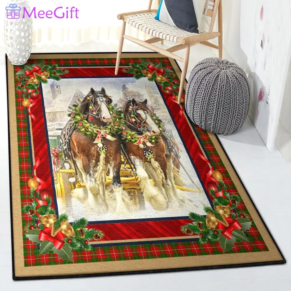 Xmas indoor outdoor carpet, horse christmas rug Rectangle Rug