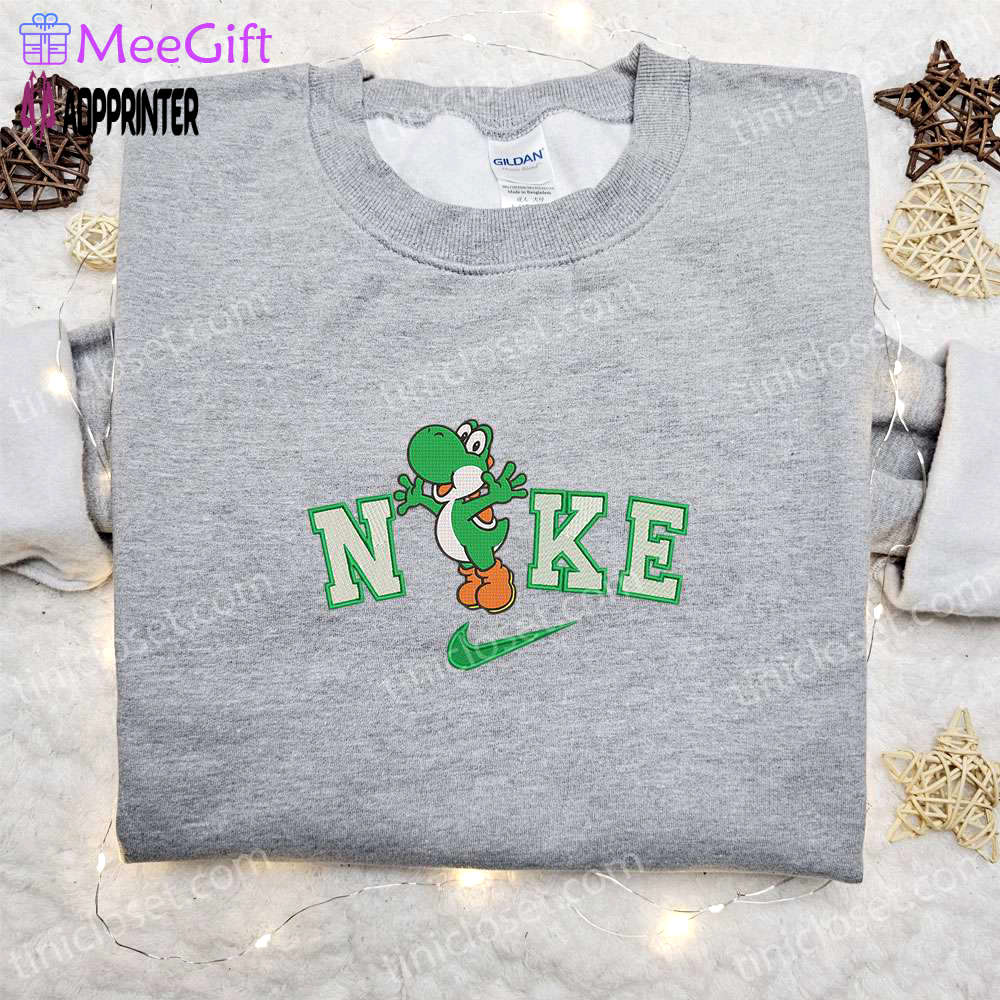 Yoshi x nike embroidered sweatshirt & super mario shirt: best family gift ideas Embroidered Shirt