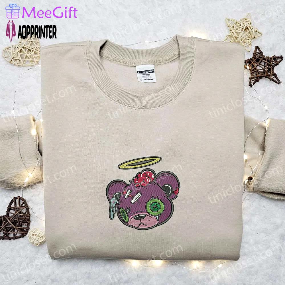 Zombie teddy bear sweatshirt: halloween embroidered hoodie & best gift ideas Embroidered Shirt