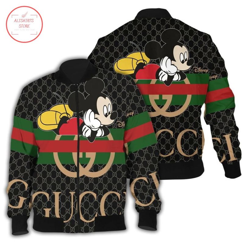 Gucci mickey mouse luxury pattern black bomber jacket - bomber jacket Bomber Jacket