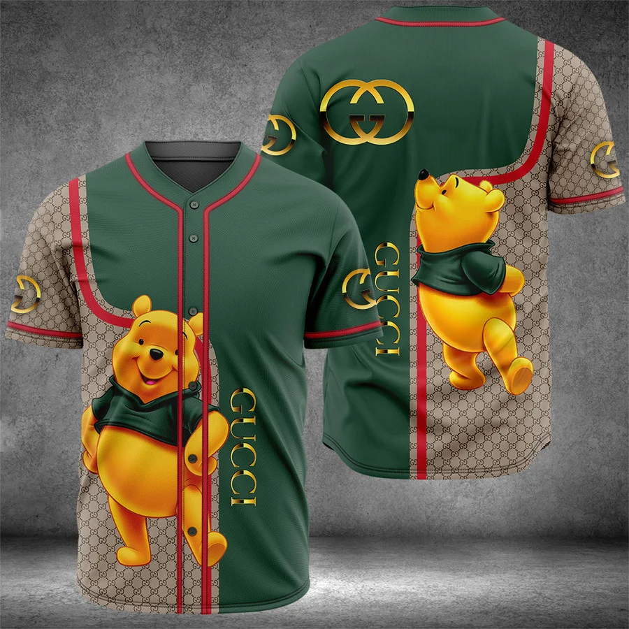 Gucci winnie the pooh baseball jersey shirt luxury clothing clothes sport for men women hot 2023 Baseball Jersey Shirt
