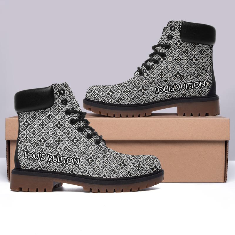 Louis vuitton grey timberland boots form timboots shoes hot 2023 lv gifts for men women Timboots Shoes