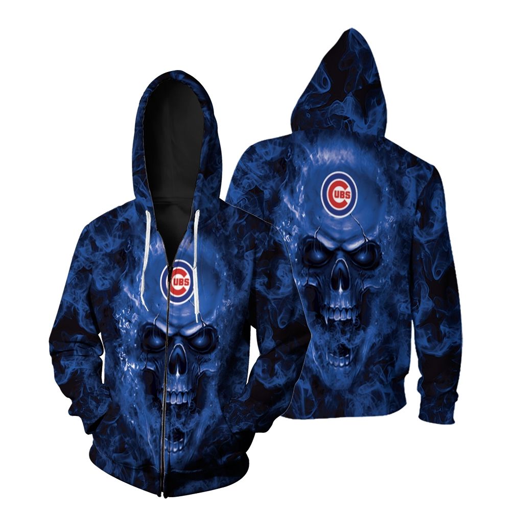 Chicago cubslb fanskull zip hoodie ightweight zip hoodie Zipper Hoodie 3D