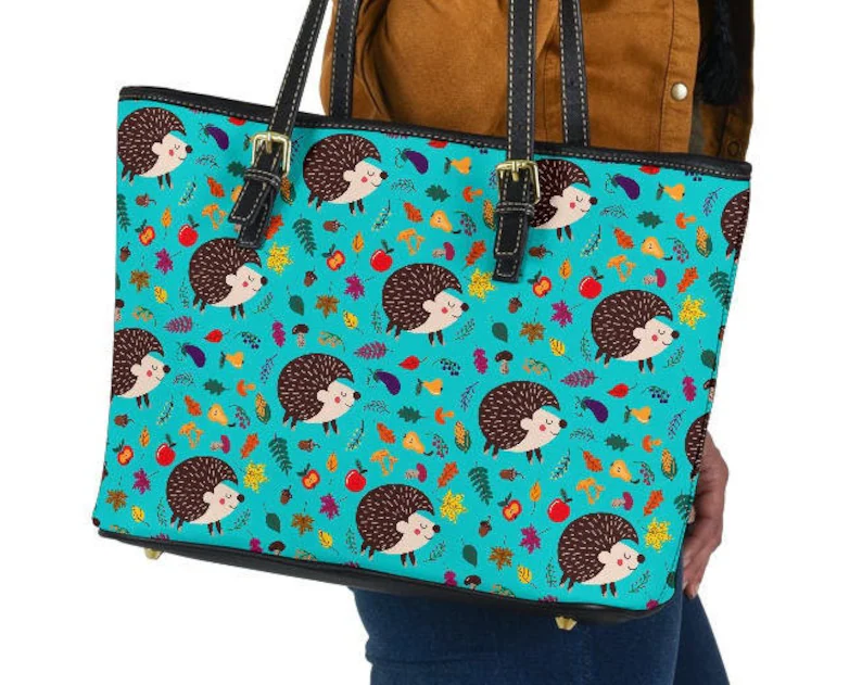 Hedgehog leather handbag - shoulder tote bag 64 Leather Tote Bag