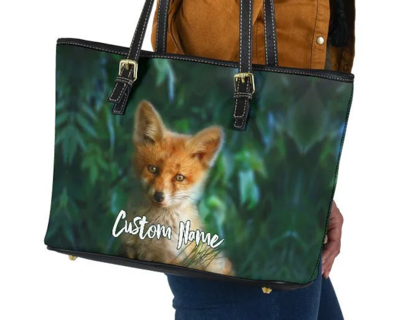 Fox leather handbag - shoulder tote bag 102 Leather Tote Bag