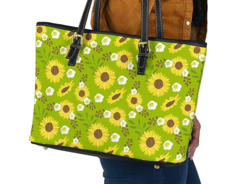 Sunflower leather handbag - shoulder tote bag 213 Leather Tote Bag