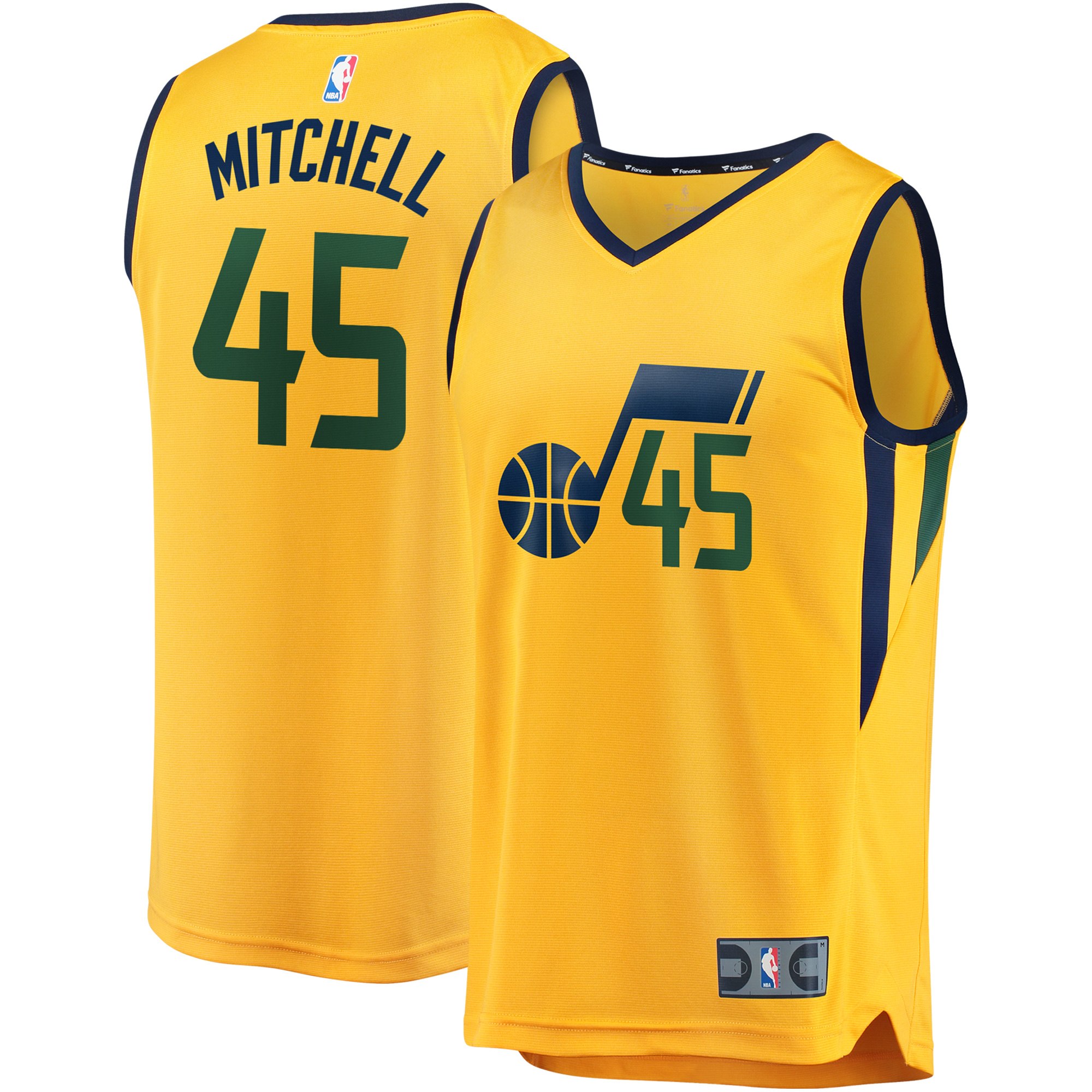Donovan mitchell utah jazz fanatics branded fast break jersey statement edition gold Baseball NBA Jersey NBA Gift For Fans Replica Basketball Sports