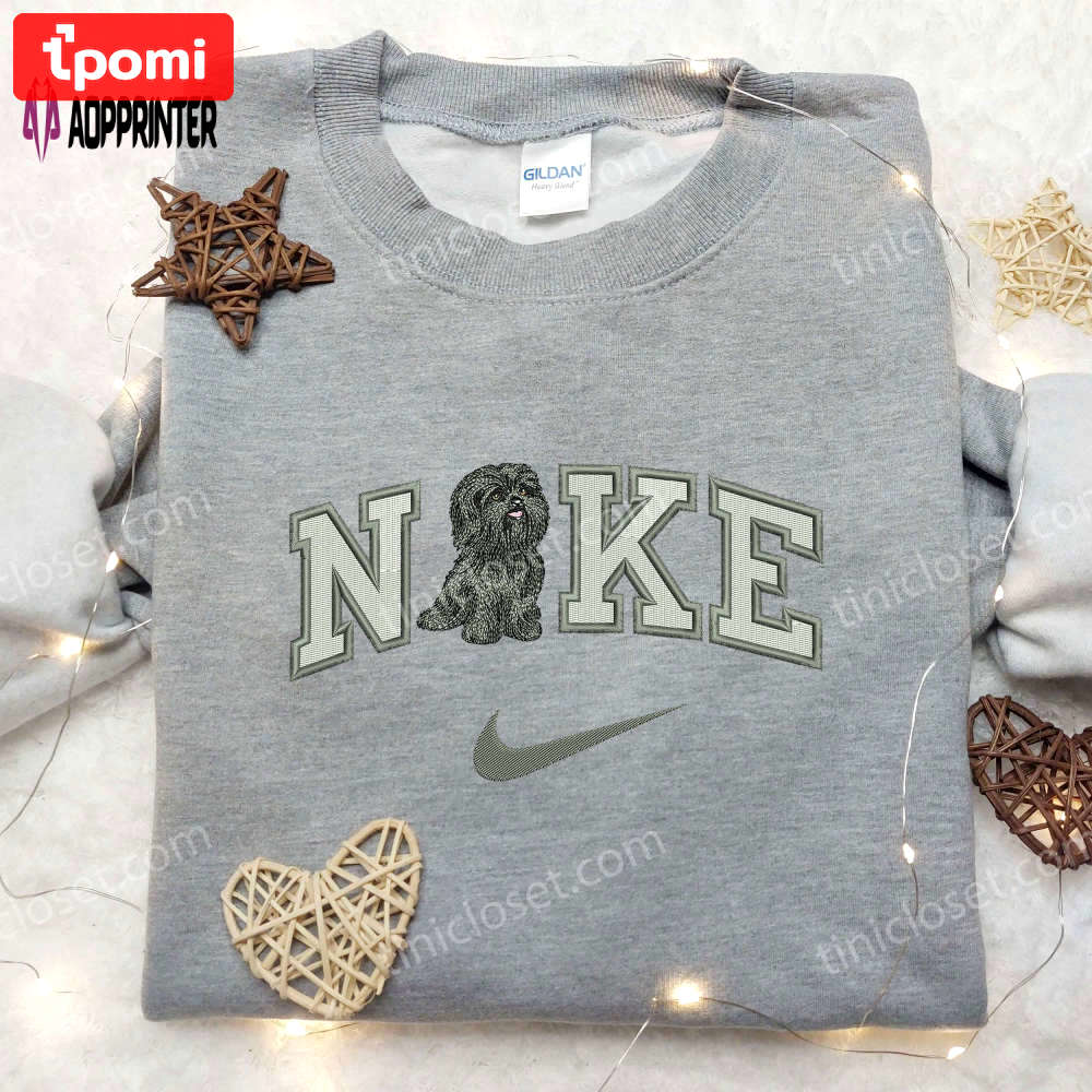 Adorable baby dog nike embroidered shirt – trendy animal embroidered shirt Embroidered Shirt