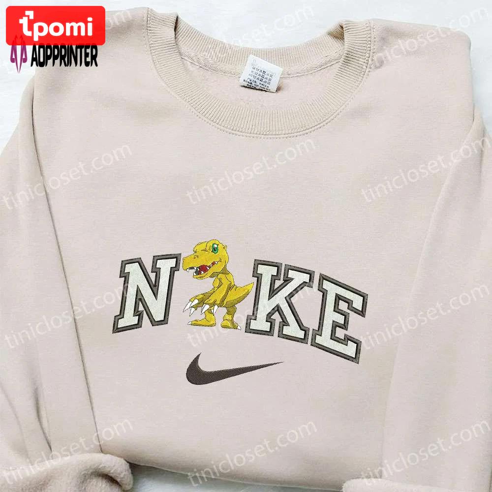 Agumon x nike anime embroidered shirt – digimon & nike inspired apparel Embroidered Shirt
