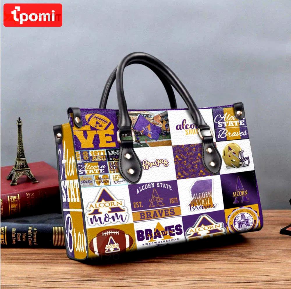Alcorn state braves 2 leather handbag gift for women 598 Women Leather Hand Bag