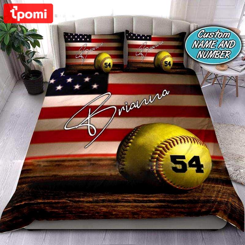American flag softball ball custom with your full  Bedding Sets bedspread covers bedclothes sheets Bedroom ideas duvet bed linen home decor blankets