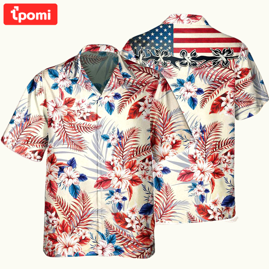 American flag summer patriotic hawaiian shirt Hawaii Shirt Shorts & Flip Flops