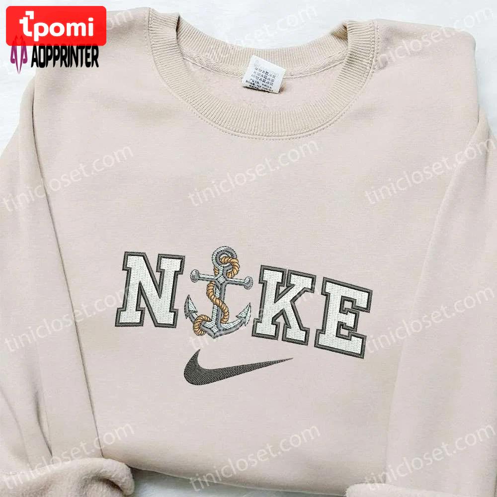 Anchor x nike embroidered shirt – best nike inspired gift for family Embroidered Shirt