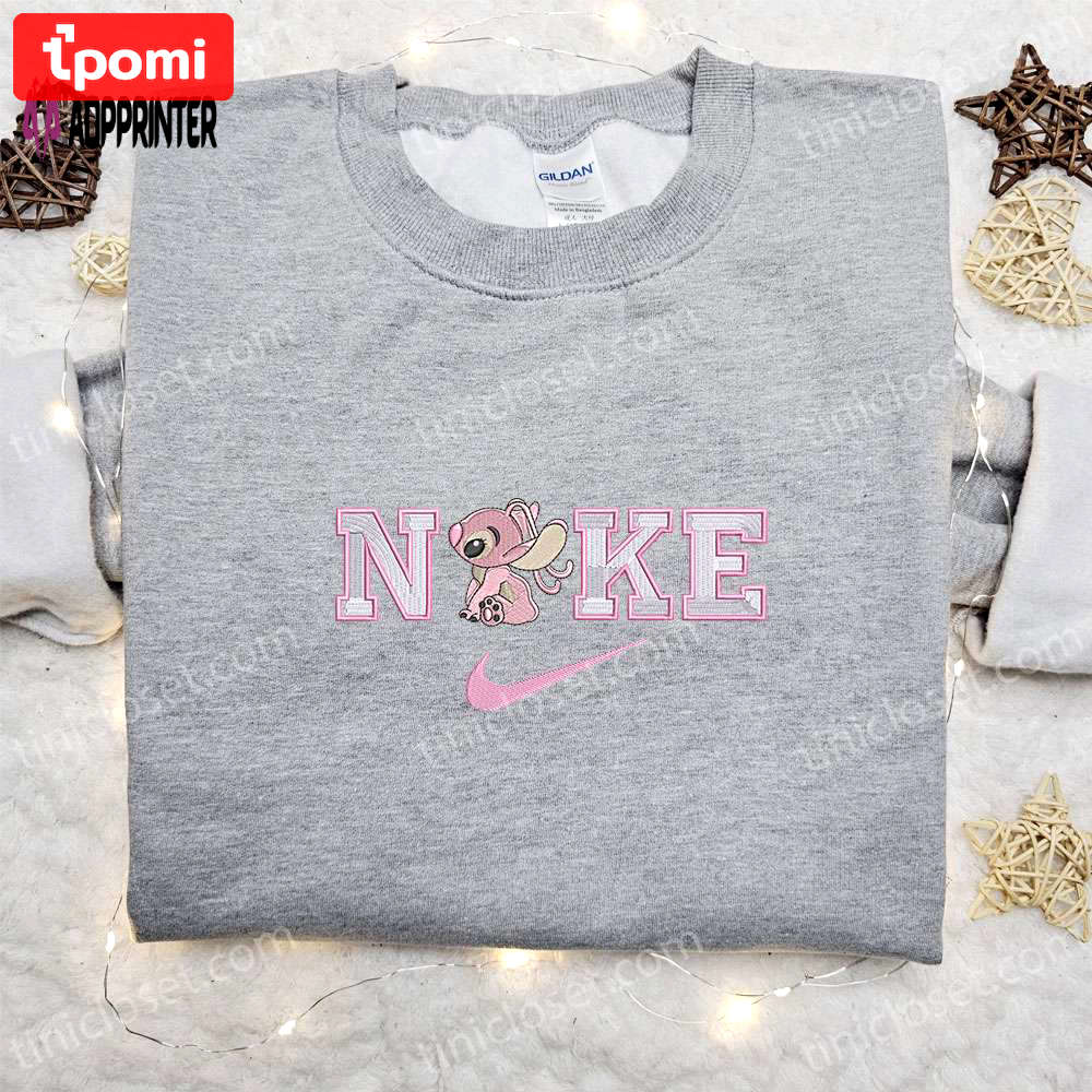 Angel x nike cartoon & lilo and stitch embroidered shirts – nike inspired collection Embroidered Shirt
