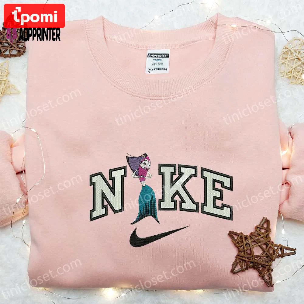 Angie x nike cartoon hoodie & shark tale embroidered shirt: unique nike inspired apparel Embroidered Shirt