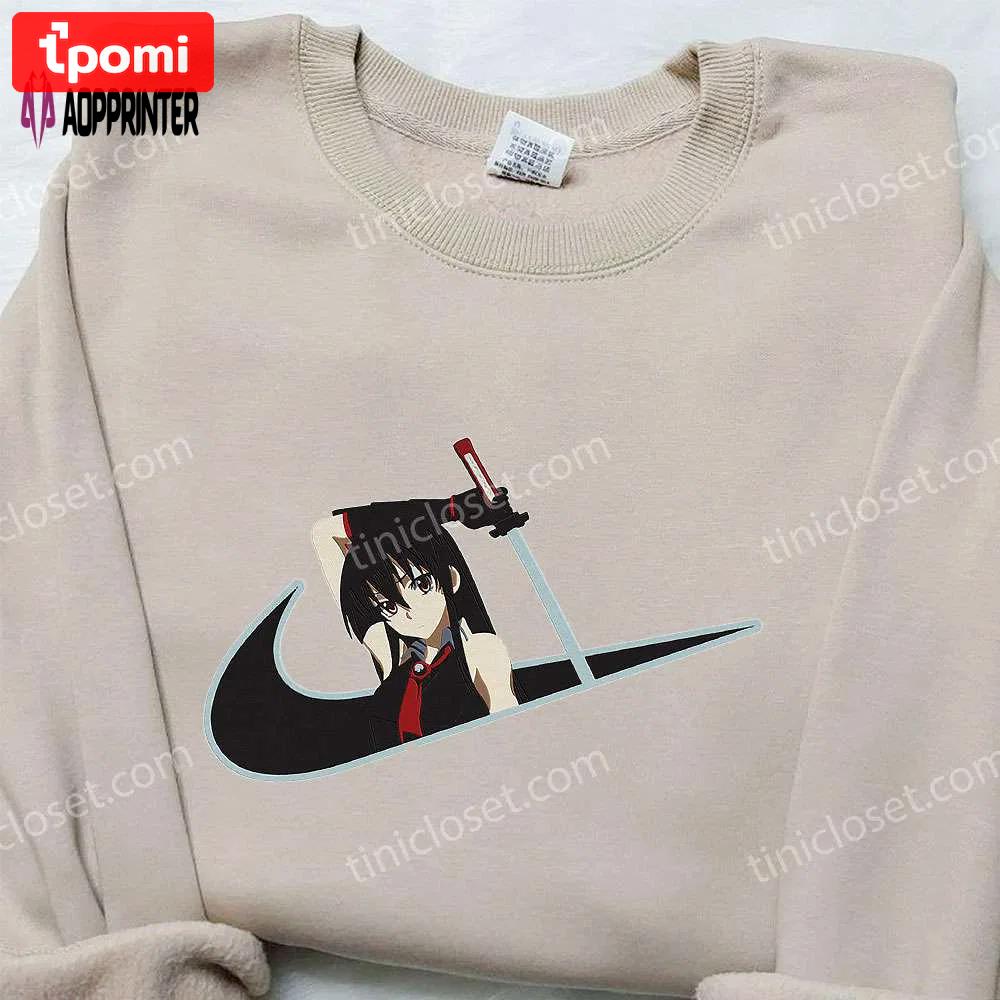 Anime embroidered hoodie & shirts: akame x nike swoosh akame ga kill! & nike inspired Embroidered Shirt