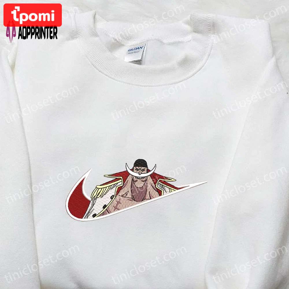 Anime embroidered shirt: edward newgate x nike swoosh & one piece custom nike shirt Embroidered Shirt