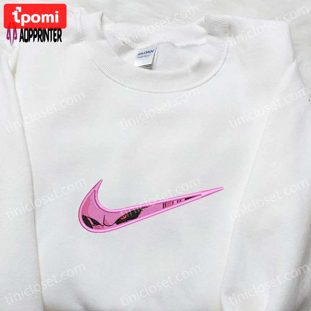 Anime-inspired nike swoosh x majin buu embroidered shirt dragon ball hoodie & sweatshirt Embroidered Shirt
