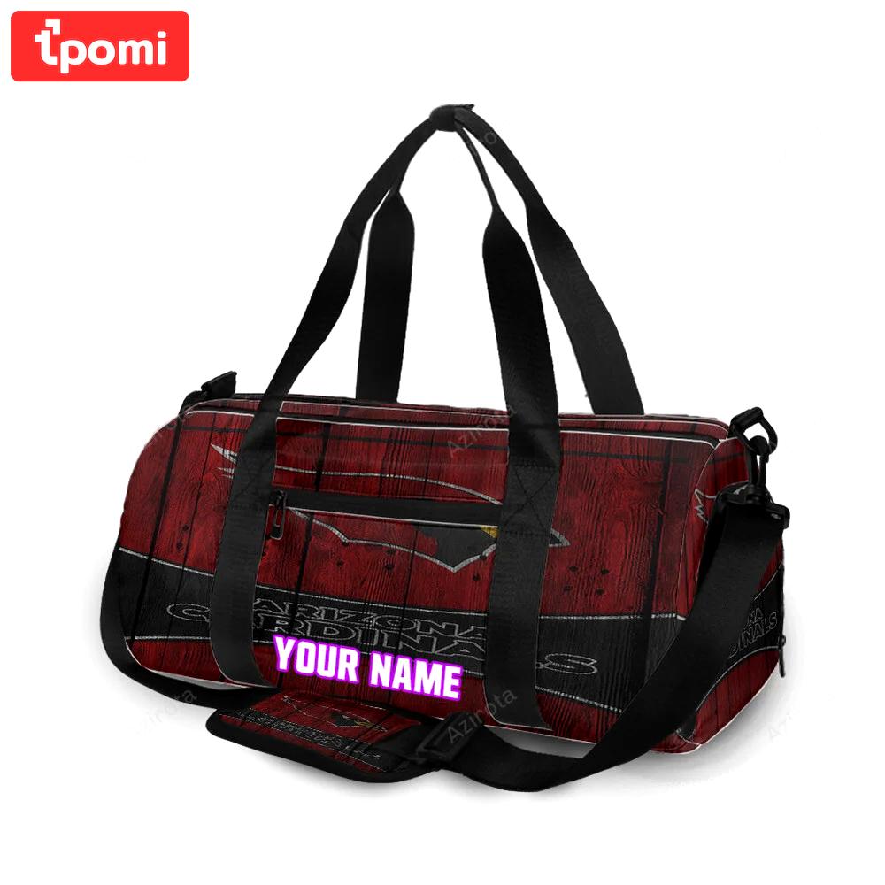 Arizona cardinals logo wooden personalized name travel bag gym bag 697 Travel Bag
