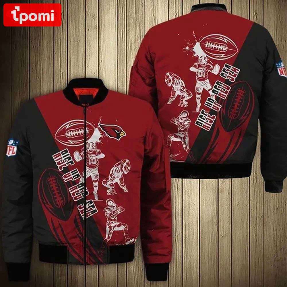 Arizona cardinals players pattern bomber jacket – red Bomber Jacket