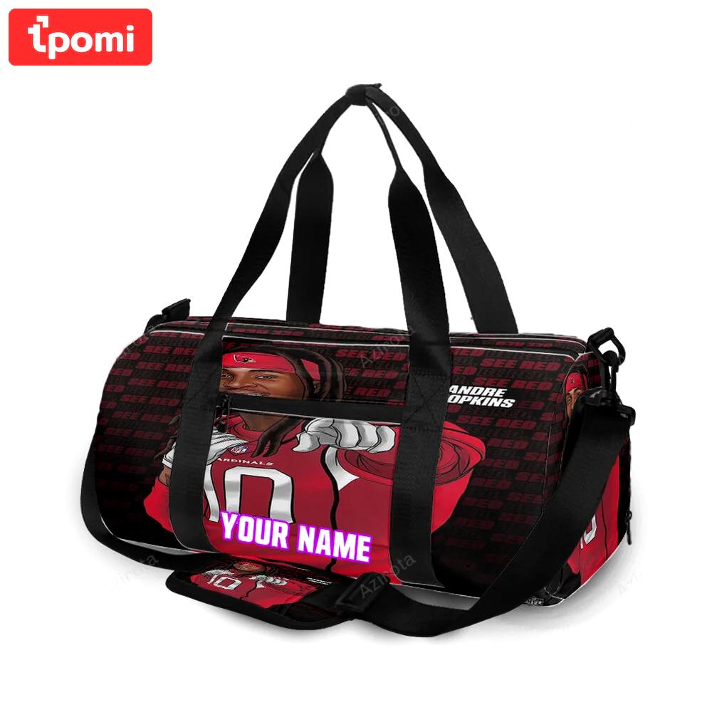 Arizona cardinals v1 deandre hopkins 10 personalized name travel bag gym bag 1232 Travel Bag