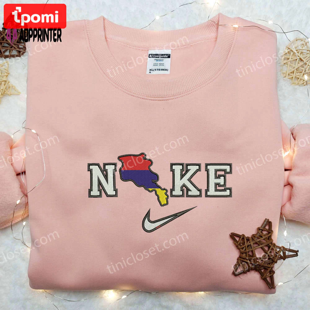 Armenian map embroidered shirt: nike x inspired design Embroidered Shirt