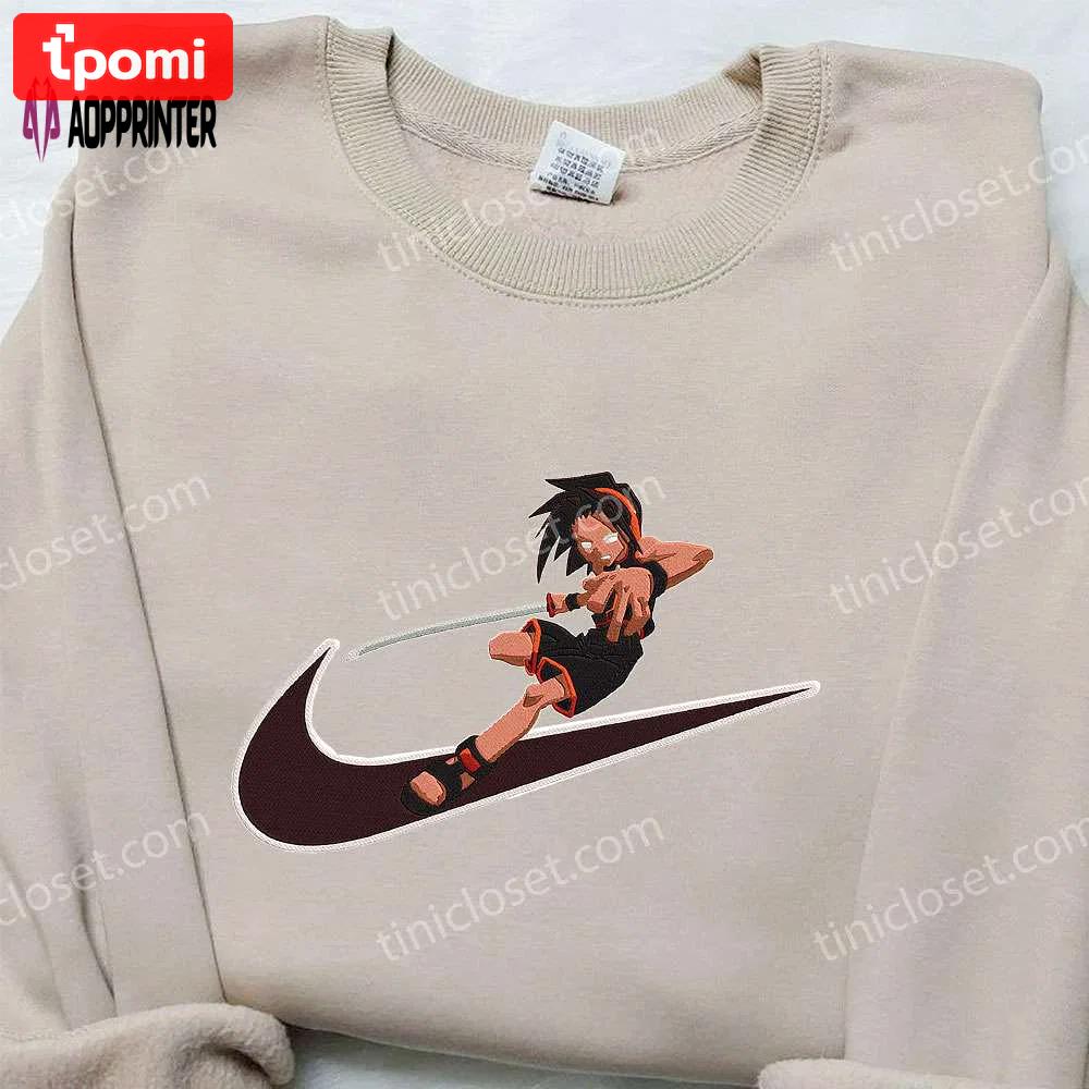 Asakura yoh x nike anime embroidered hoodie & shaman king shirt nike inspired embroidery Embroidered Shirt