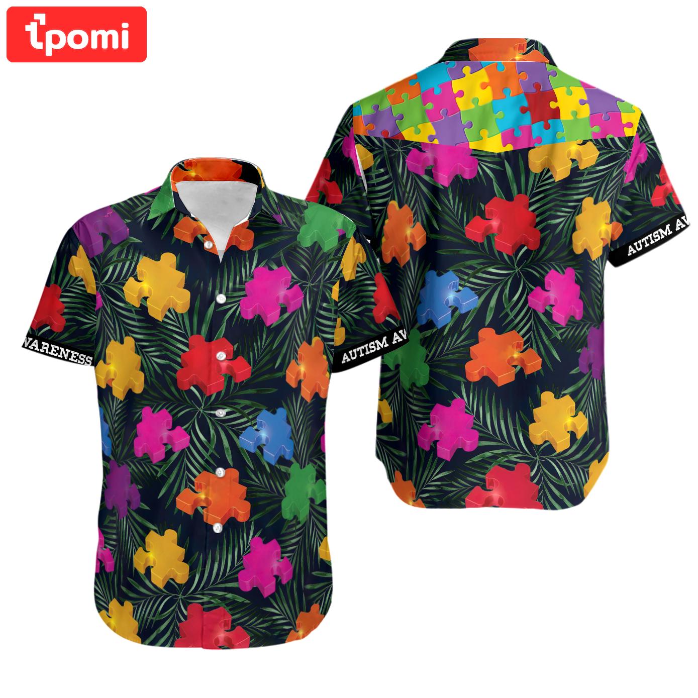 Autism tropical hawaiian shirt for men women Hawaii Shirt Shorts & Flip Flops