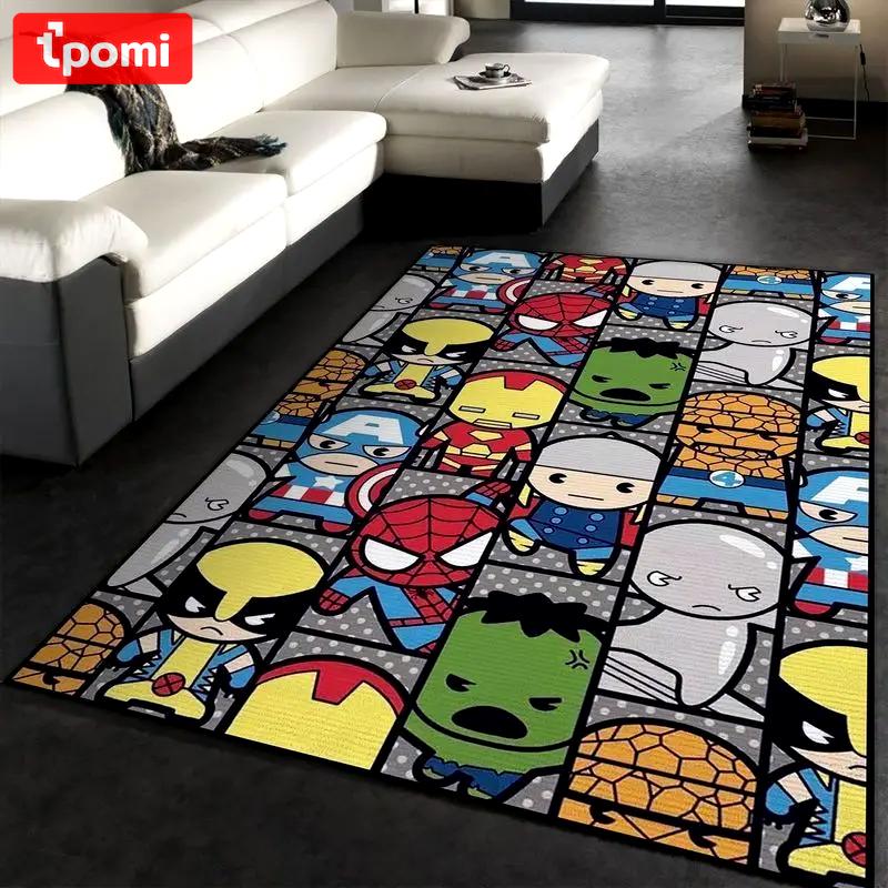 Avengers chibi cute pattern area rug living room and bed room rug Rectangle Rug