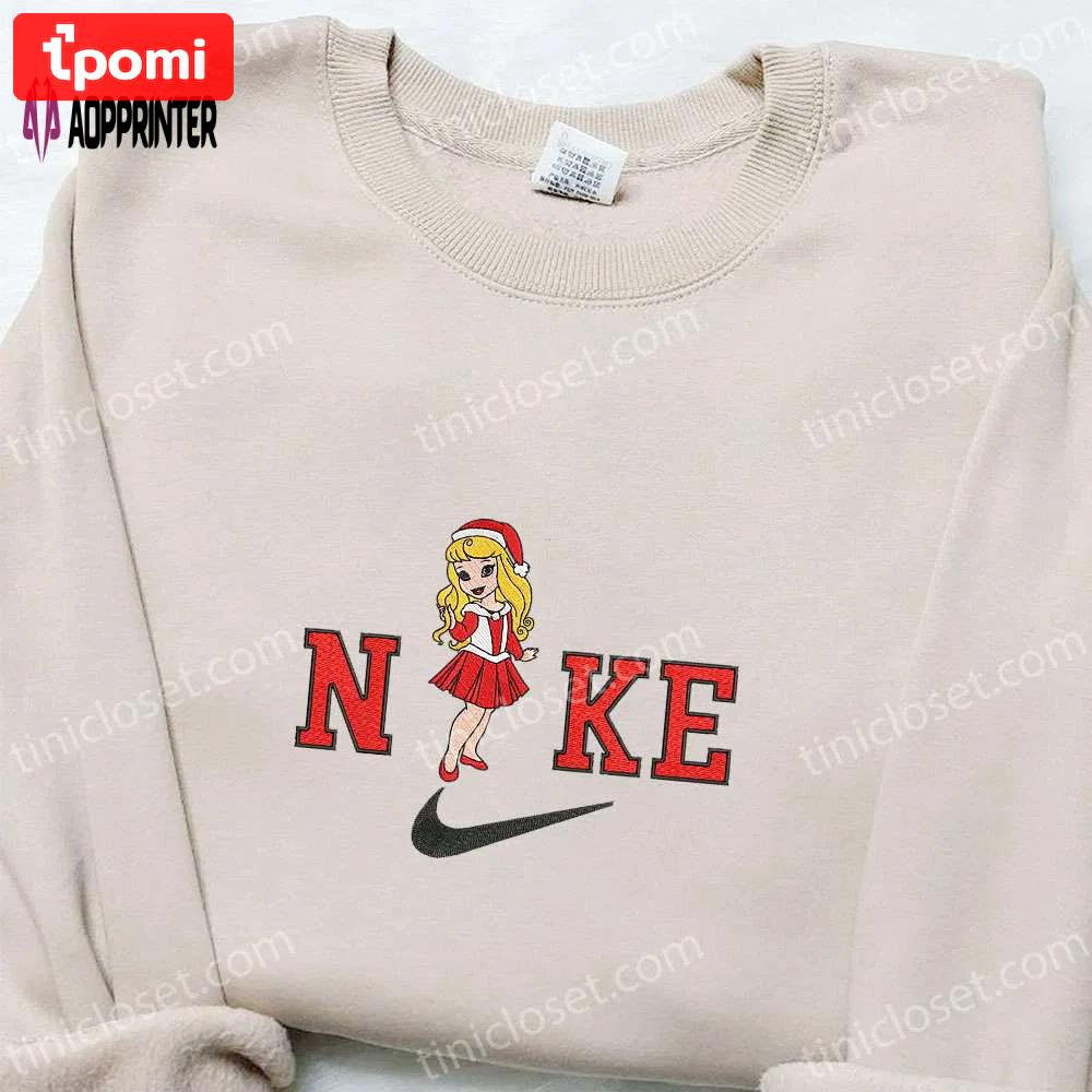 Baby aurora disney christmas x nike embroidered sweatshirt: cartoon shirt best gift ideas Embroidered Shirt