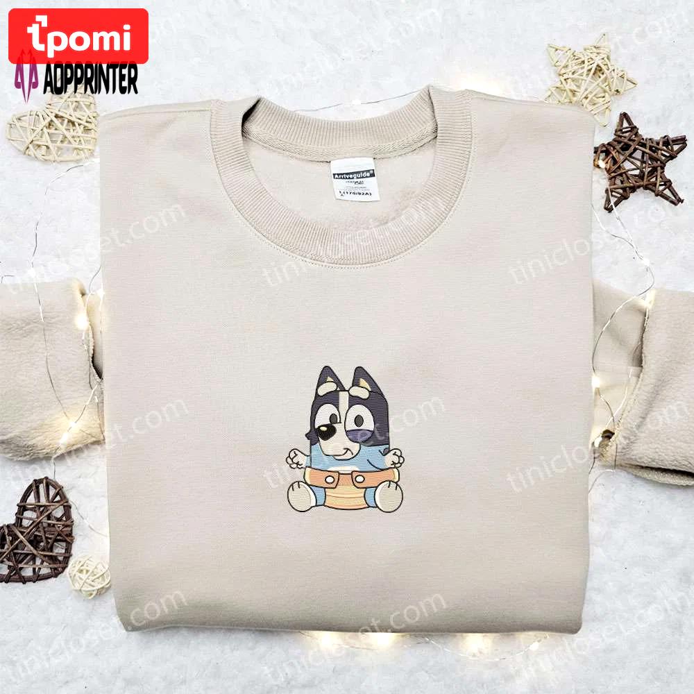 Baby bluey embroidered shirt & cartoon hoodie – perfect gift idea for kids! Embroidered Shirt