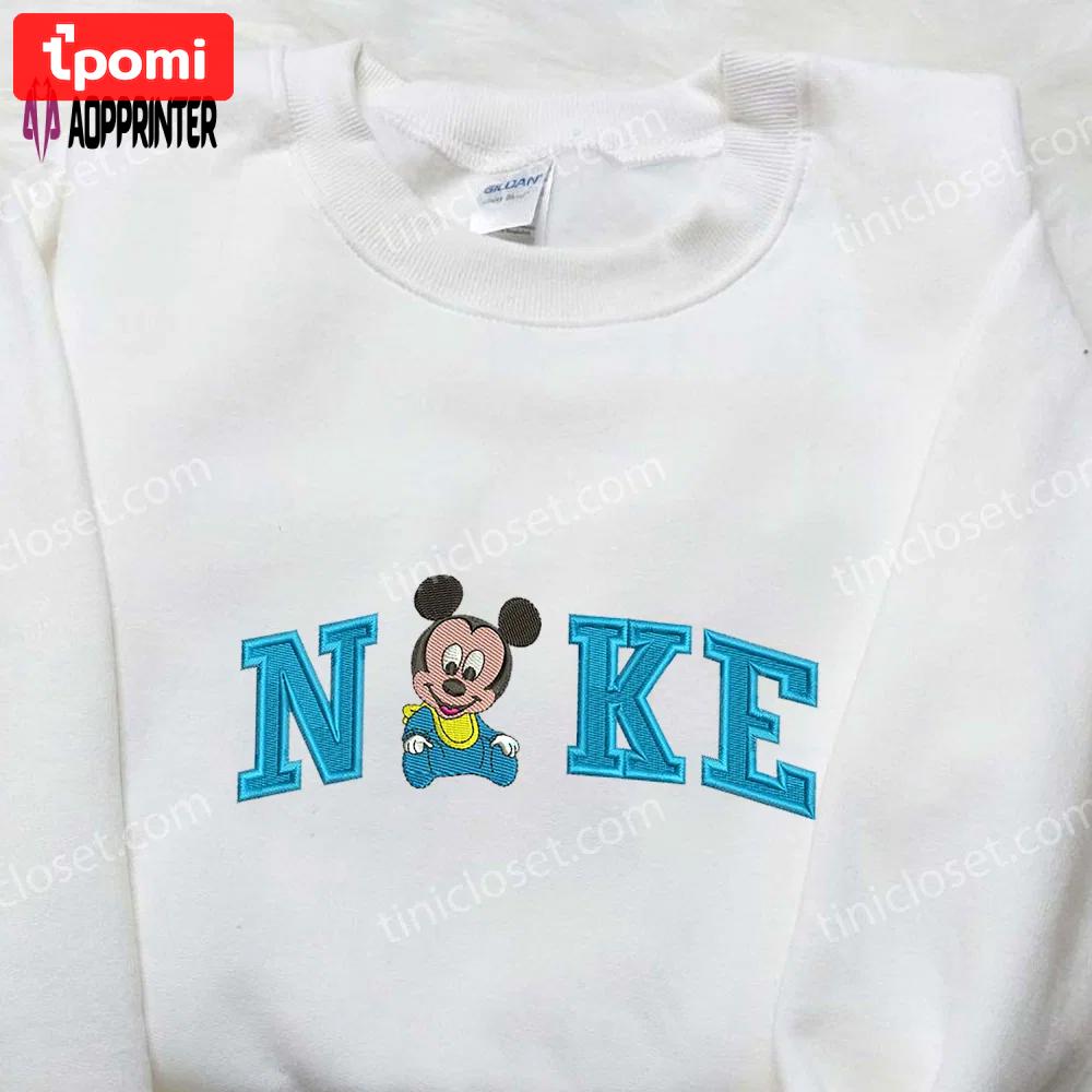 Baby mickey mouse x nike embroidered shirt – cartoon disney nike shirt Embroidered Shirt
