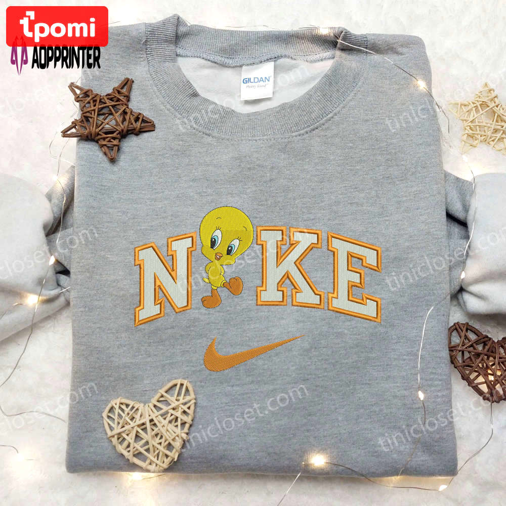 Baby tweety x nike embroidered shirt – disney looney tunes & merrie melodies cartoon nike shirt Embroidered Shirt