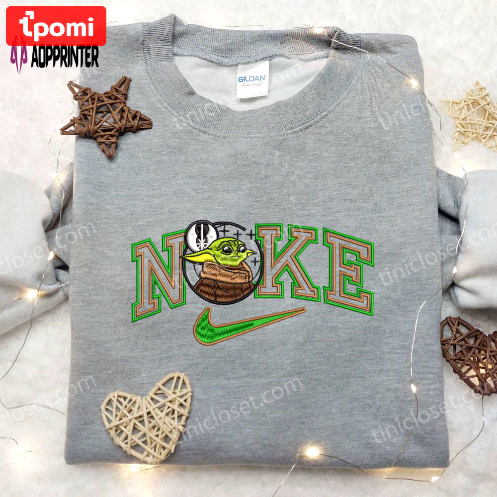Baby yoda x nike embroidered shirt – custom star wars tee Embroidered Shirt